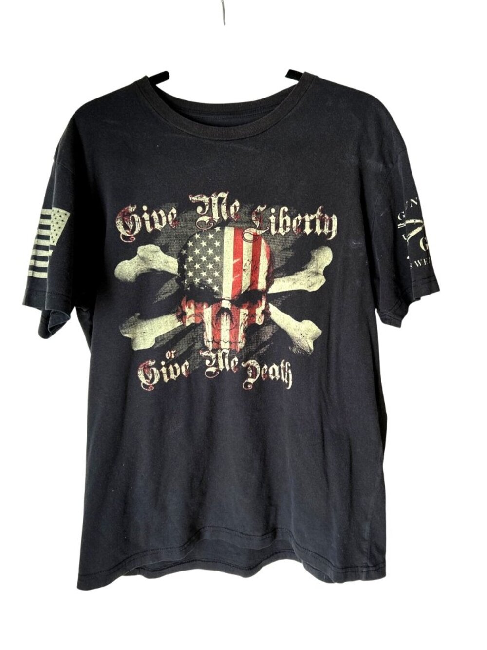 Grunt Style Mens Patriotic T-Shirt "Give Me Liberty Or Give Me Death" Large Blac